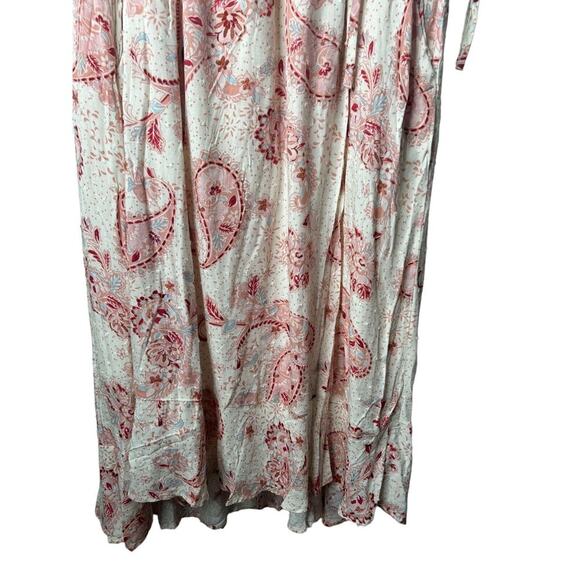 Torrid Dress Size 1X Midi Swiss Linen Surplice Paisley Faux Wrap Pink Multicolor - Picture 3 of 15